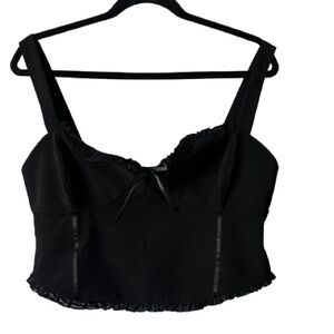 Beverly and Beck Black Bustier Women's M Ruffled Trim Cropped Corset Style Top